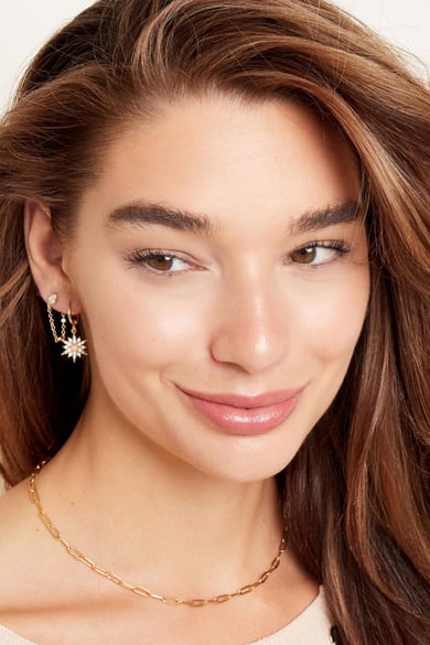 Ohrringe mit Kette - Kollektion Sparkle Goldfarbe Kupfer h5 Bild4